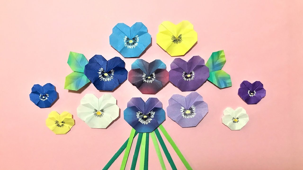 折り紙 パンジーの花 １枚 折り方 Origami Pansy Flower Tutorial Niceno1 Youtube