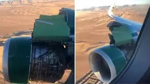 Plane engine blows up over desert