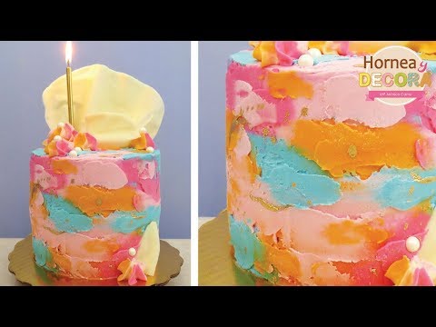 PASTEL DE CUMPLEAOS con TEXTURA DE PINTURA  111