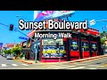 【5k】Sunset Boulevard Los Angeles Morning Walk  | City Sounds