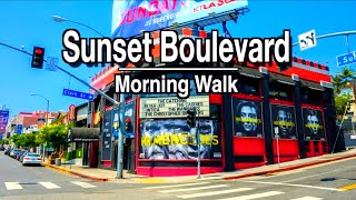 【5k】Sunset Boulevard Los Angeles Morning Walk  | City Sounds