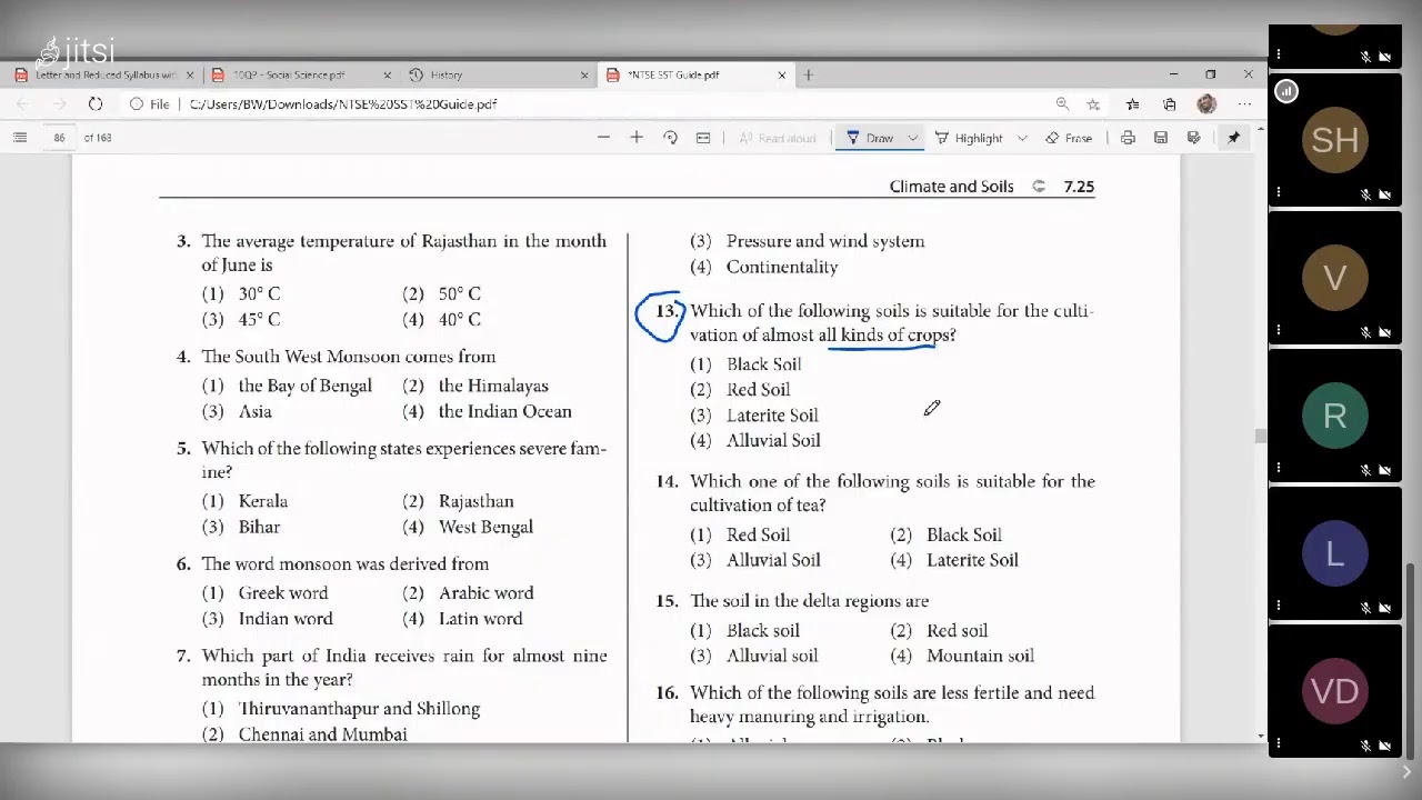 NTSE Online | SST-38 |  Revision of Geography MCQs