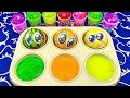 Satisfying Relaxing l Mixing Glossy Slime into Color Tray Circle with Fruit Balls ASMR Cutting Video