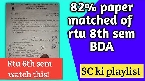 Watch this rtu even sem students | 82% paper matched of RTU 8th sem BDA | RTU Update