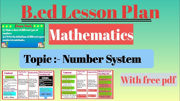 Number System lesson plan of mathematics for B.ed ##lesson plan of mathematics##