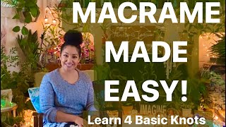 Beginners How To: 4 Basic Macrame Knots/DIY Larks Head, Spiral Knot, Square Knot, Double Half Hitch