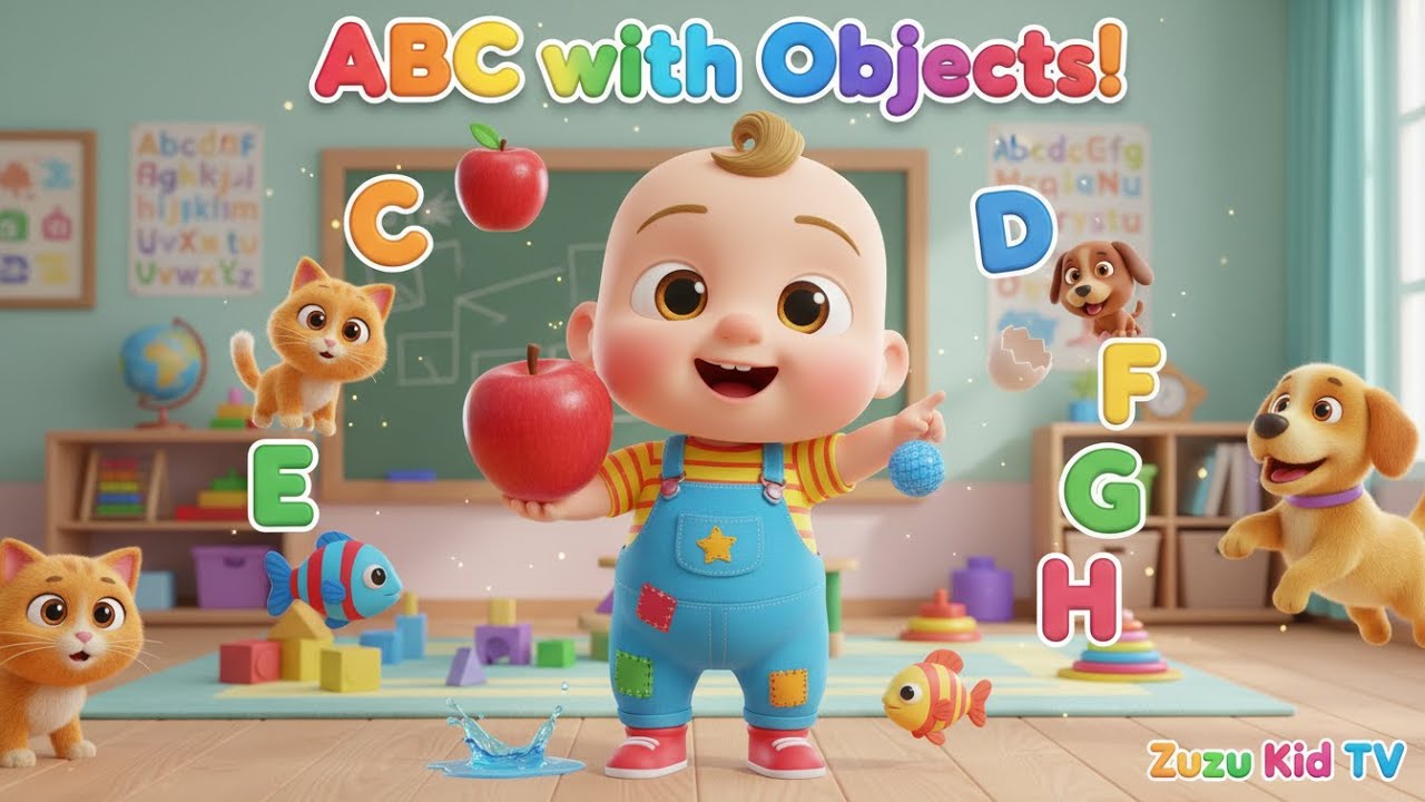 ABC with Objects – Nursery Rhyme, Toddler Alphabet, and Object Recognition with Zuzu