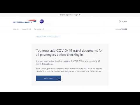 British Airways - How to upload Covid-19 documentation