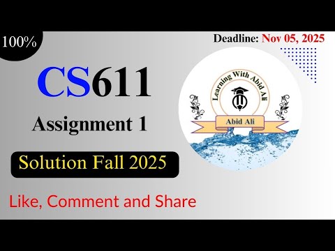 CS611 Assignment 1 Solution 2025 | Fall Semester |  #CS611 #Assignment #1