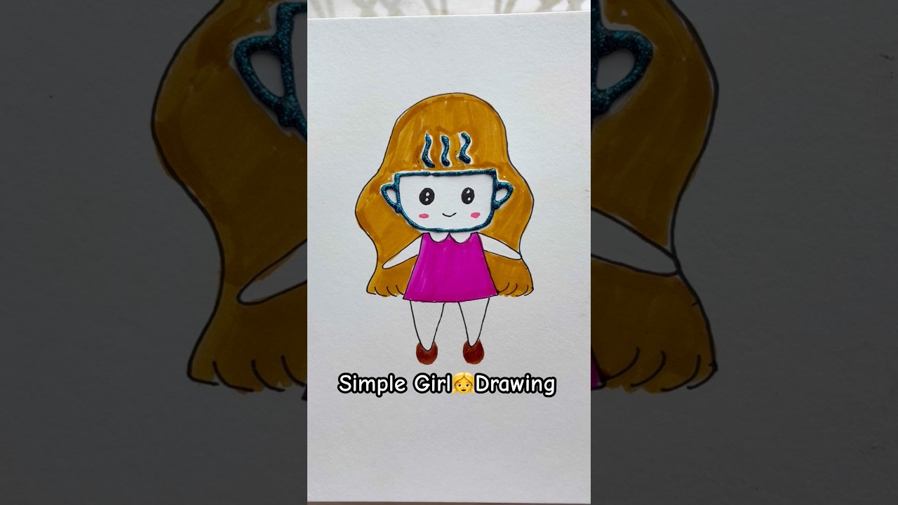 Simple Cute Girl Drawing ✍️🌈 