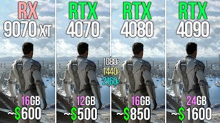 RX 9070 XT vs RTX 4070 vs RTX 4080 vs RTX 4090 - Test in 20 Games & Performance