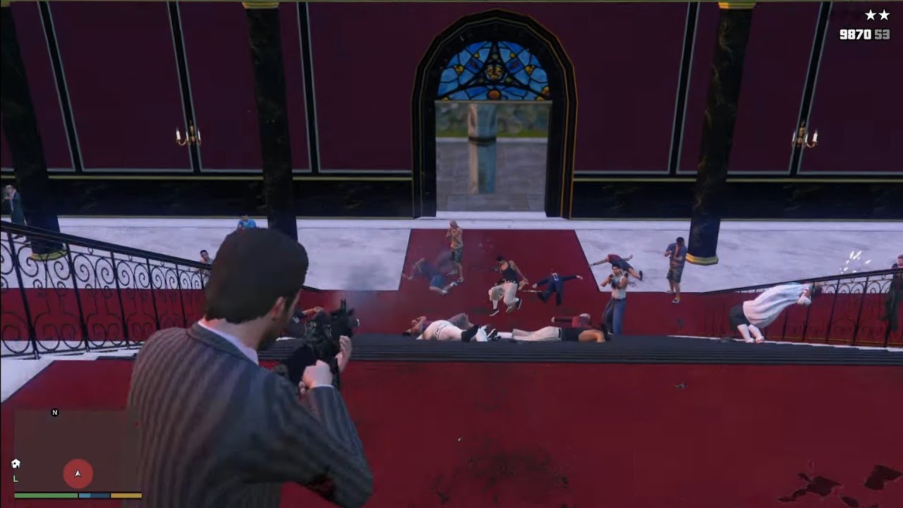GTA 5 - Scarface Final Scene Mansion Shootout + Six Star Escape - YouTube