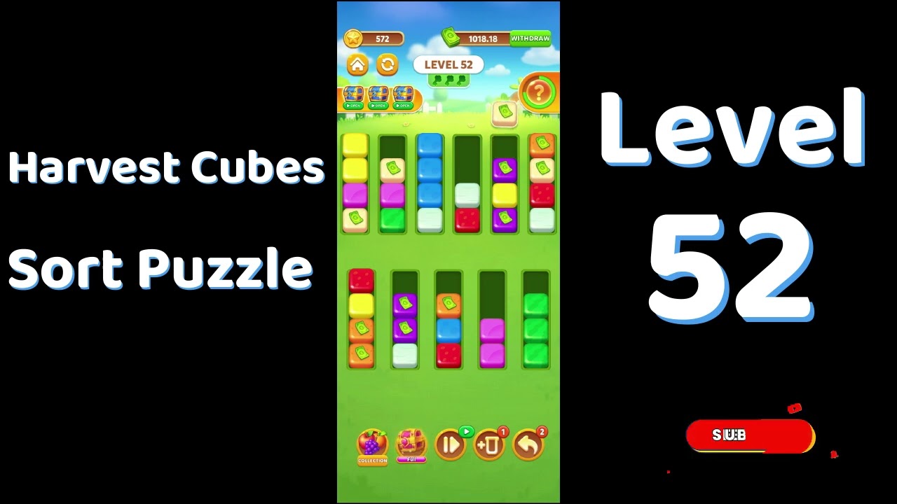 Harvest Cubes Sort Puzzle Level 52 Walkthrough 🌽🧠 | Relaxing Sort Game | Go Answer