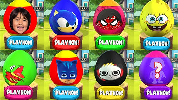 Tag with Spider-Ryan vs Pj Masks vs Sonic Dash vs SpongeBob Run Gameplay