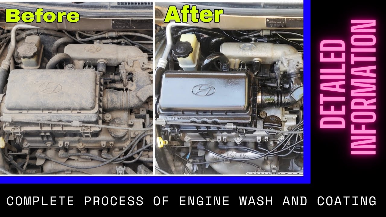 Engine coating in car Engine Bay Cleaning by Water Car Engine