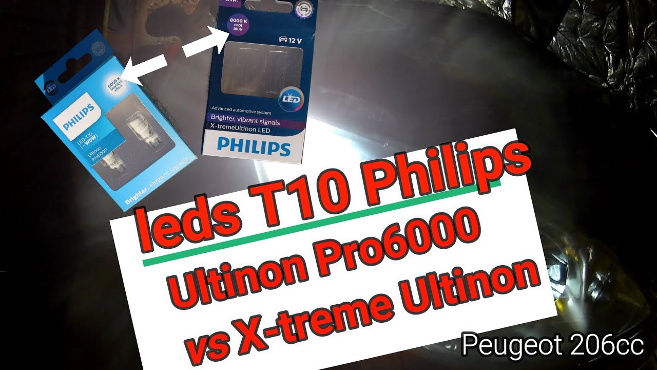 2 ampoules Philips premium LED 6000 K W5W/T10 - Feu Vert