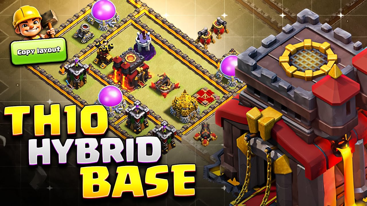 New BEST TH10 Hybrid/Trophy BASE of 2025 ⚒️ INSANE Town Hall 10 Base Link + Proof Replays