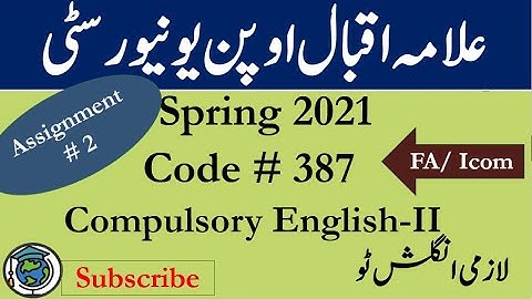 AIOU Code 387 Solved Assignment No.2 Spring  2021| Subject: Compulsory English - II | Level: FA/ICom