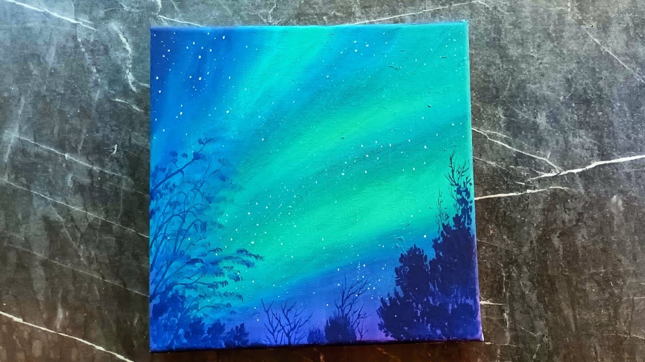 Northern Lights Easy Acrylic Painting - YouTube