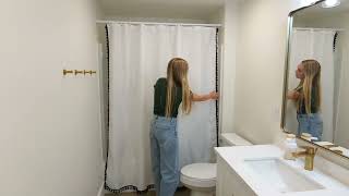 Uphome Extra Long White Shower Curtain with Black Tassel 72 x 84 Boho Fabric Bath Curtain Review
