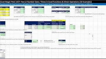 Excel Magic Trick 1457: Text or Number Date / Times in Functions & Direct Operations (10 Examples)