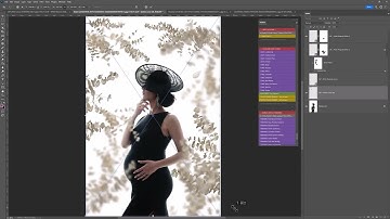 Adding several different white floral overlays to an image in Photoshop in a few seconds & masking