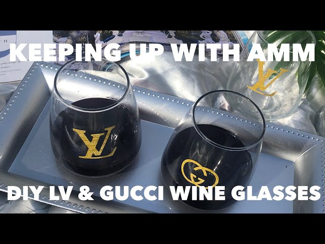 LV Inspired Tumbler Set  Diy wine glasses, Wine glass designs