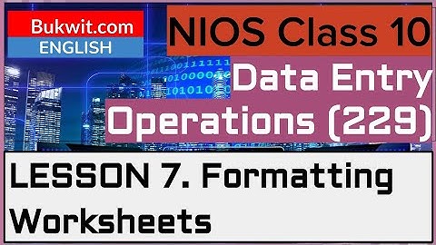 NIOS Class 10 Data Entry Operations (229): Lesson 7. Formatting Worksheets