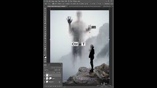 Surreal Foggy Mountain Photo Manipulation Photoshop Tutorial #shorts