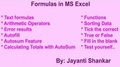 1. Formulas in MS Excel | Class 7| CBSE