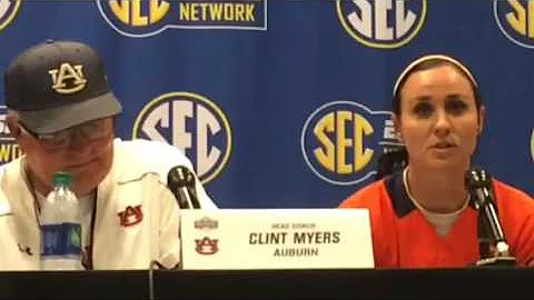 Auburn softball shortstop Haley Fagan addresses in...
