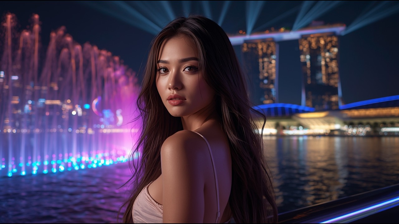 Singapore Nighttime Water Light Show - 4K 60FPS