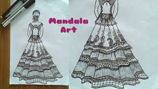 #draw#art|zentangle art|mandala art|Girl bridal dress|Doodle art