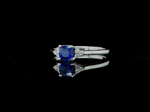 Bague Saphir Bleu Naturel 12 Carats Taille Coussin - Certifiée GIL, œil Propre - Neuf Sans écrin