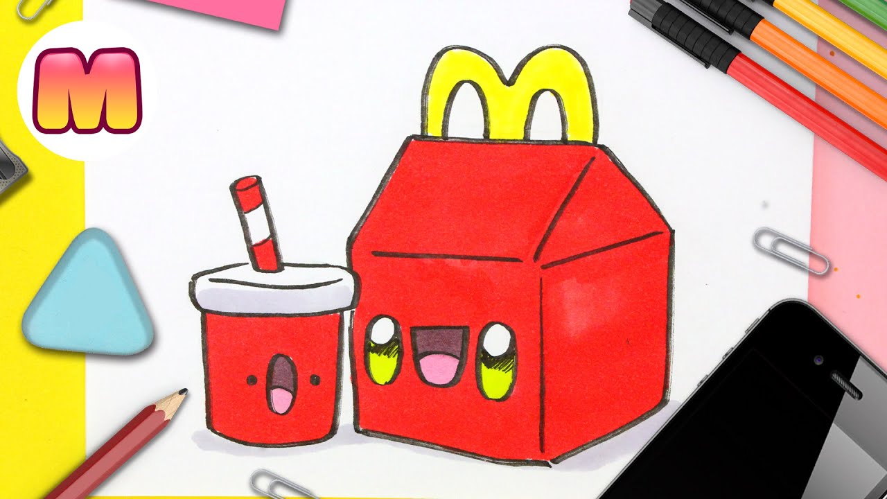 COMO DIBUJAR UN HAPPY MEAL KAWAII 🍔 Dibujos faciles 🍔 Aprende a dibujar con Jape