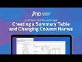 Creating a Summary Table and Changing Column Names