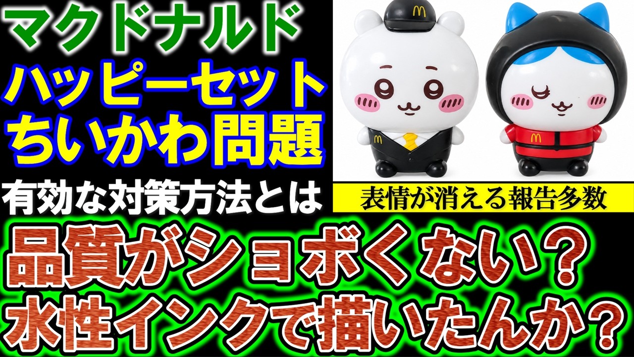 【マクドナルド】ちいかわ問題。品質がショボくない？表情が消える事例多発。有効な改善方法。