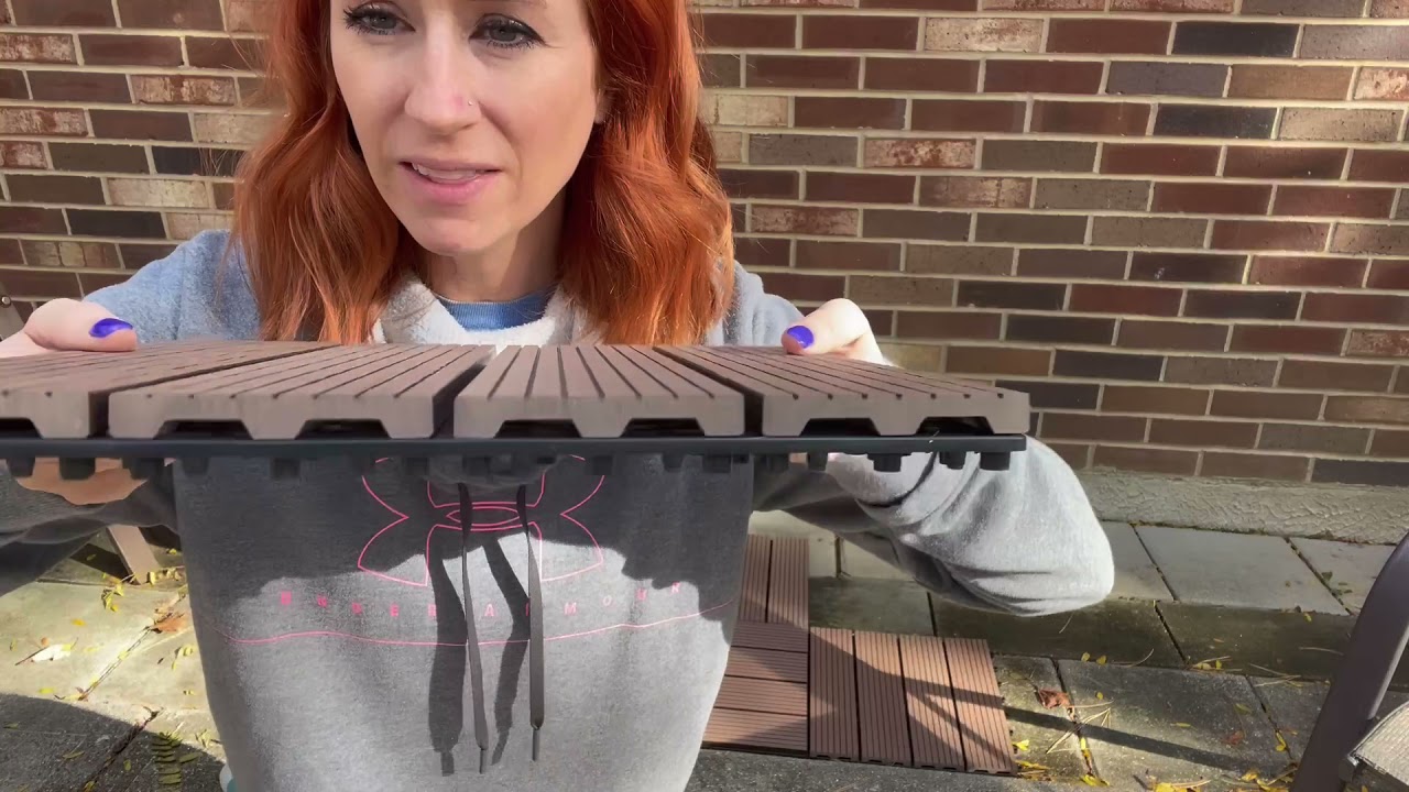 ENOCH Interlocking Deck Tiles, Patio Floor Tiles,  Outdoor Wood Flooring, Wood Deck Tiles