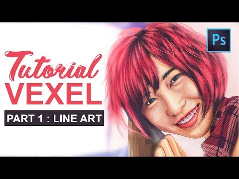 [ Photoshop Tutorial ] Vector Vexel Potrait - PART  LINE ART