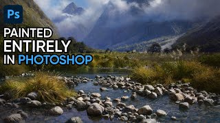 Painting EPIC Distant Mountains, Clouds and Water in PHOTOSHOP