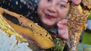 Asmr Eating Hilsa Fish fry,Tangra  |Choto Macher chochhori |Saak Bhaja|Gulab Jamun Eating Show