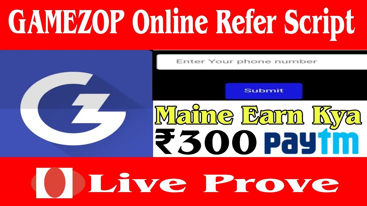 ONLINE SCRIPT Gamezop App Refer Script Instant Paytm Live Proof