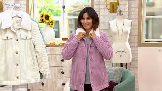 Koolaburra by UGG Corduroy Shacket w/ Removable Fur Collar on QVC