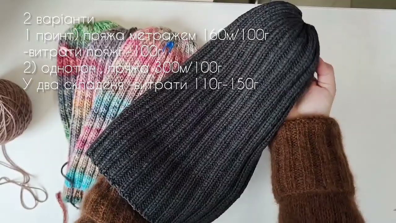Майстер клас Шапка біні резинкою 2*2 Легкий відео урок в'язання спицями