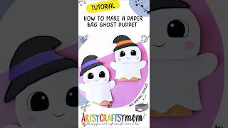 How to make Paper Bag Ghost Puppet #tutorial #artsycraftsymom #diy #paperbag #coloringpages #puppet