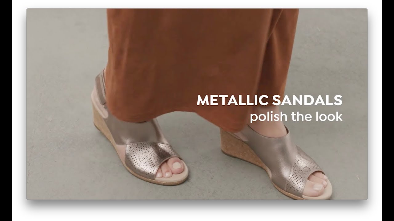 clarks metallic wedge sandals