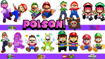Every Super Mario & Luigi Poison Death animation in Nintendo Games and LEGO