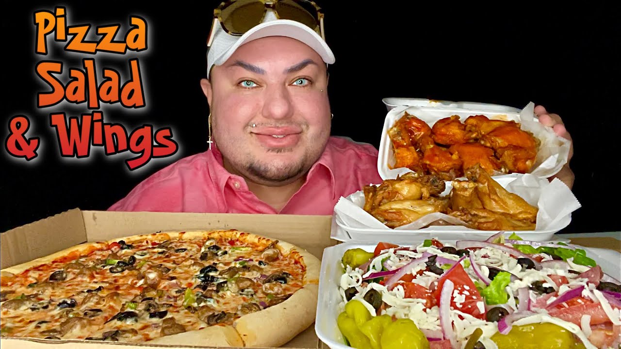 PIZZA, SALAD, & WINGS MUKBANG