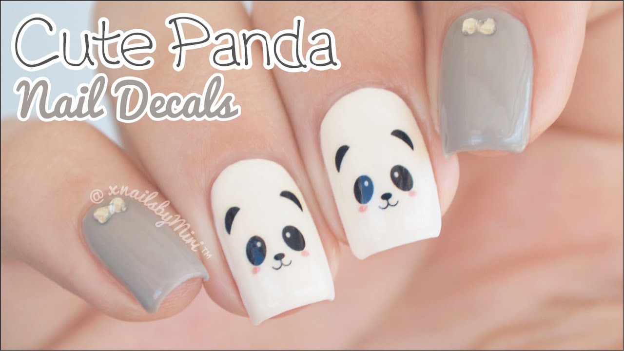 Cute Panda Nails using decals from Shop Keeki YouTube