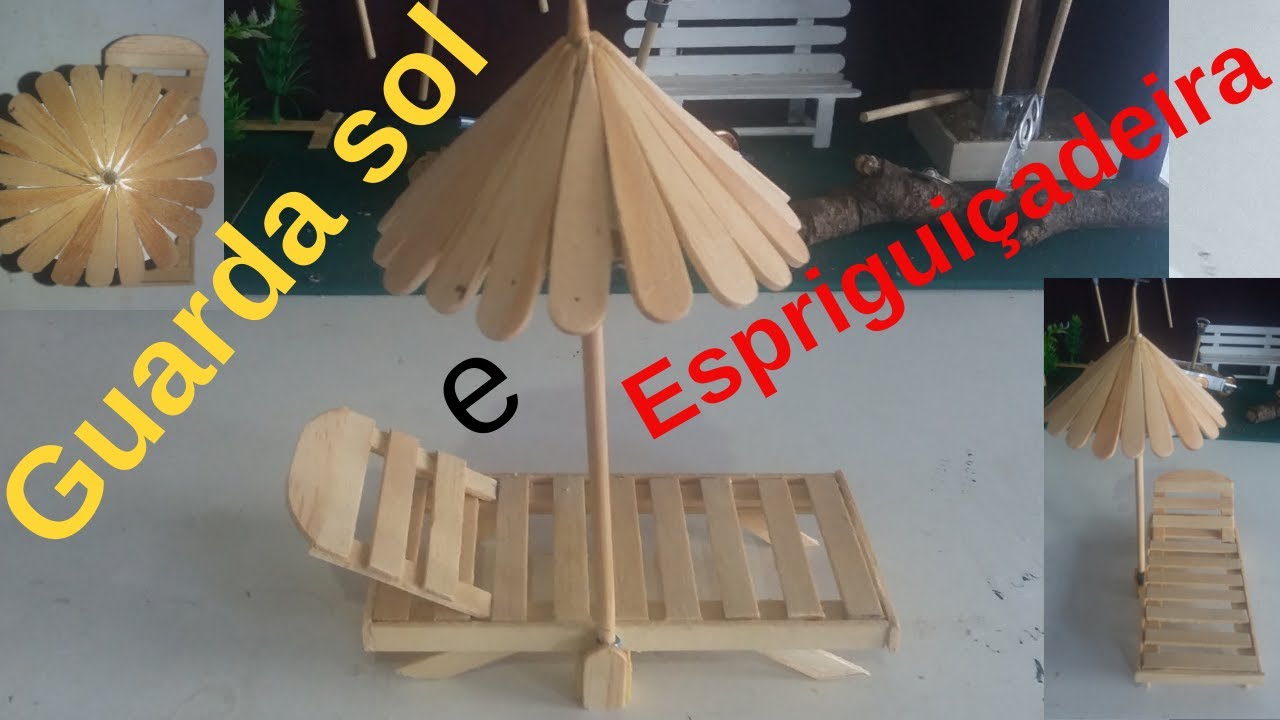 Como Fazer Guarda Sol E Cadeira De Praia Com Palitos De Picolé - Palitos de Sorvete